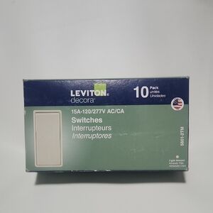 New Box Of 10 Leviton Decora Light Almond Switches
